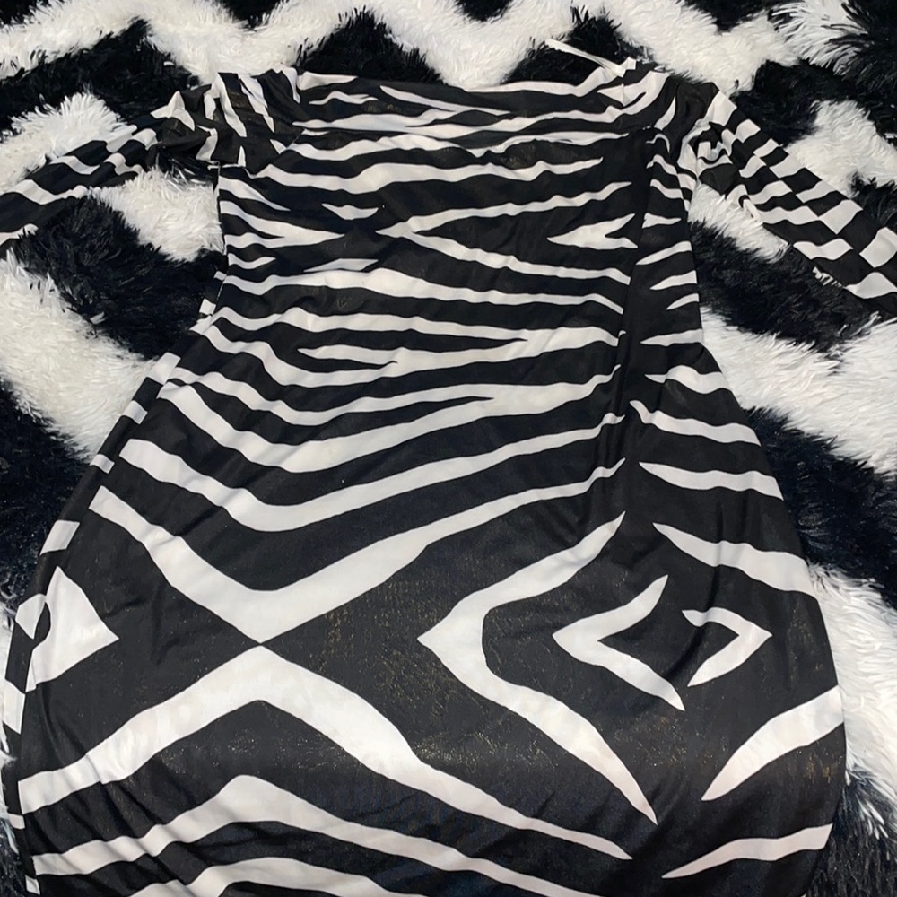 Black and White Zebra print Party dress with a splash of gold throughout!